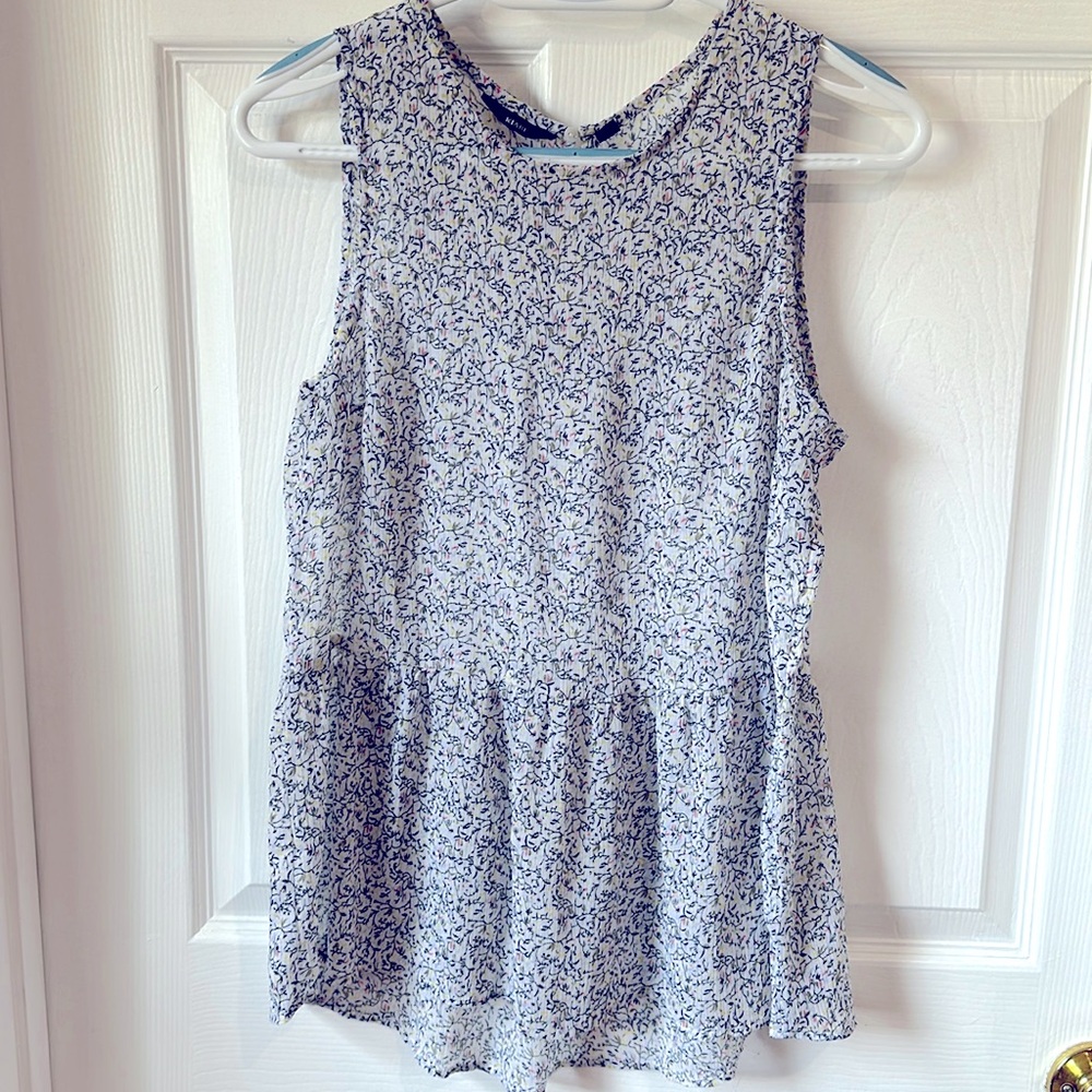 EUC sheer peplum top sz LG by Kiabi 18” P2P with extra stretch 26” to hem